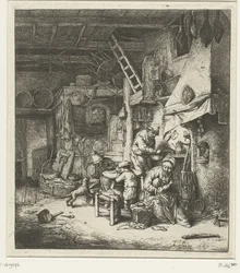Familia campesina en interior El dueño de casa