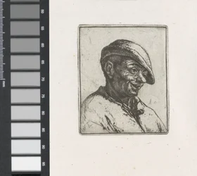 Busto de granjero sonriente
