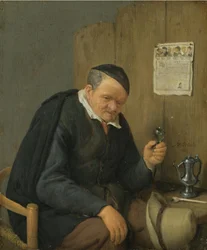 Anciano con una copa de vino en la mano