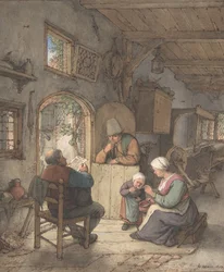 Leyendo las noticias en la cabaña de los tejedores, 1673