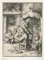 padre, con, niño, en, regazo, en, interior el hombre de familia