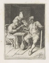 Violinista con una pareja en la mesa El concierto