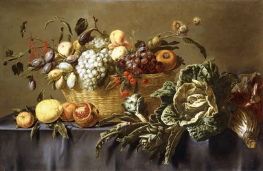 Una Cesta de Frutas en una Mesa con Mantel, c.1635