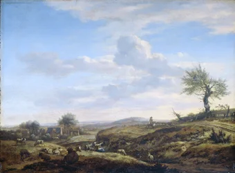 Paisaje montañoso con un camino alto, 1660-70