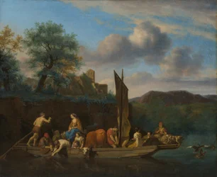Paisaje italiano con ferry