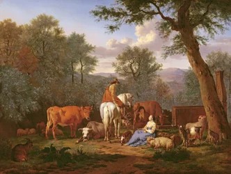 Paisaje con ganado y figuras, 1664