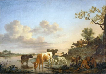 Paisaje: animales en el río ...