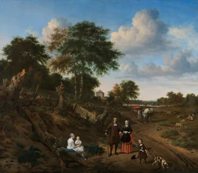 Retrato de una pareja con dos niños y una enfermera en un paisaje
Retrato de una pareja con dos niños y una enfermera en un paisaje