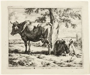 Dos Vacas bajo un Árbol