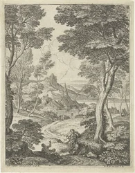 Paisaje con una torre puntiaguda Paisajes con pastores (título de serie)