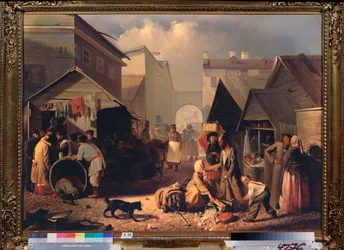 Buvette a San Petersburgo (Puesto de refrescos en San Petersburgo) - Pintura de Adrian Markovich Volkov (1827-1873), óleo sobre lienzo