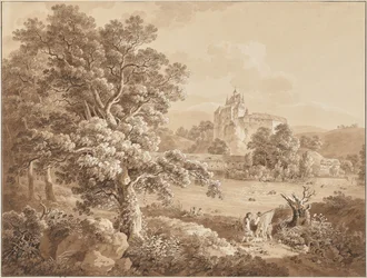 Pescadores en el río Zschopau junto al castillo de Kriebstein, Sajonia