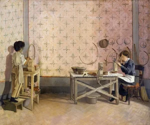 Niños trabajando en el alabastro