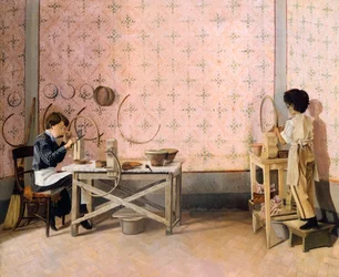Niños trabajando el alabastro, de Adriano Cecioni (1836-1886) Óleo sobre lienzo, 39,5x47,5 cm