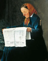 Lectura de periódico, de Adriano Cecioni (1836-1886), óleo sobre cartón, 31x23 cm