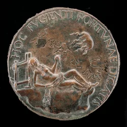 Figura femenina sosteniendo una brida [reverso], probablemente después de 1502