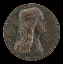 Fernando II de Aragón, fallecido en 1496, Príncipe de Capua y Rey de Nápoles 1495 [anverso], 1495