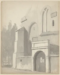 Vista de una puerta de entrada a una iglesia