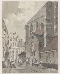 Vista de Amersfoort, a la derecha parte de la iglesia de St. Joris