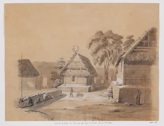 Vista del pueblo y la casa del rajá de Kisar, Molucas del Sur