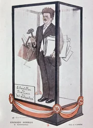 Caricatura de Barrère sobre Herriot en Fantasio: “Edouard Herriot: el constructor” Muestra del francés que hace algo