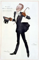 Caricatura del Conde Boni de Castellane - Ilustración de Adrien Barrere (1877-1931) en “Fantasio”