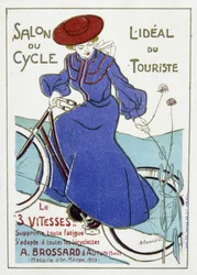 Feria del ciclo, el ideal del turismo. Publicidad para las bicicletas de A. Brossard, medalla de oro en Macon en 1903. Ilustración de Barrere de principios del siglo XX.