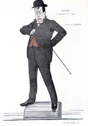 Retrato de Andre Antoine (1858-1943), director francés, actor, teórico y director de teatro - Dibujo de A. Barrere - en “Fantasio”, 01/06/1907