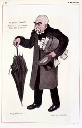 Retrato de Emile Combes, político francés (1835-1921), Reactor en La Nouvelle Presse libre de Vienne - Ilustración de Adrien Barrere (1877-1931) en Fantasio 01/03/1907