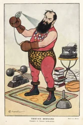 Retrato de Tristan Bernard (1866-1947), escritor francés, caricatura de Barrere en "Fantasio" de abril de 1915.