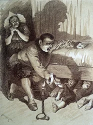 Pulgarcito - en "Los cuentos de hadas" de Charles Perrault, ilustraciones de Adrien Marie.
