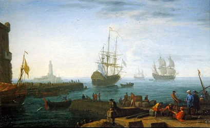 Escena de puerto mediterráneo