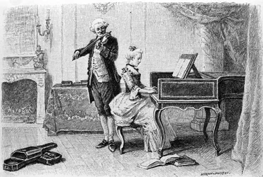 Grabado de Adrien Moreau (1843-1906) ilustrando “Candide” de Francois Marie Arouet dit Voltaire (1694-1778).