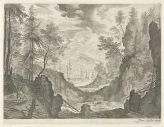 Paisaje de bosque con cascada Paisajes de montaña del Tirol (título de la serie)