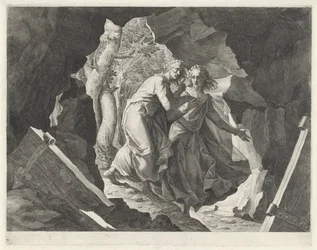 Dante y Virgilio entran al infierno por una puerta