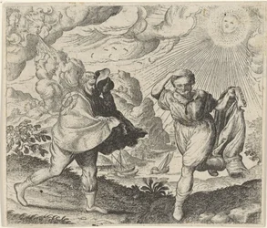 Fábula del viento, el sol y los caminantes