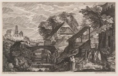 Granjas a la derecha de un río, de Ocho escenas de Bohemia
