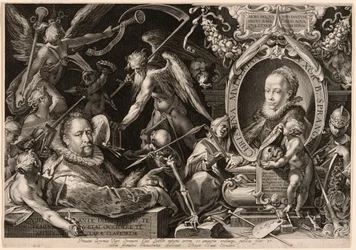 Retrato de Bartolomaeus Spranger con una alegoría de la muerte de su esposa, Christina Müller