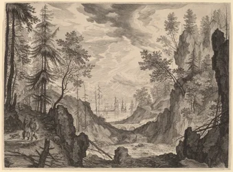 Escena del bosque con una cascada