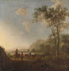 Paisaje con pastores y ganado