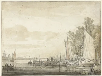 Barcos en un embarcadero en un río