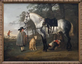 Caballo gris en un paisaje