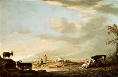 Paisaje con ganado y figuras