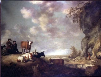 Paisaje con Pastores Tocando Música