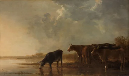 Paisaje fluvial con vacas