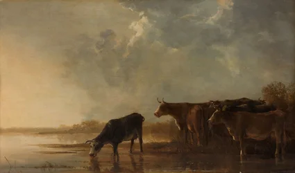Paisaje fluvial con vacas