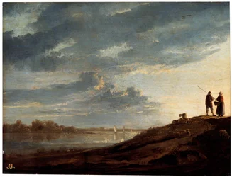 Atardecer sobre el río, años 1650