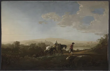 Viajeros en el campo montañoso