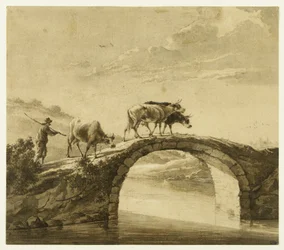 Tres vacas sobre un puente (Lugt 16)