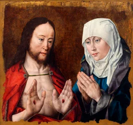 Cristo mostrando a su madre las heridas de los clavos en sus manos, c. 1490